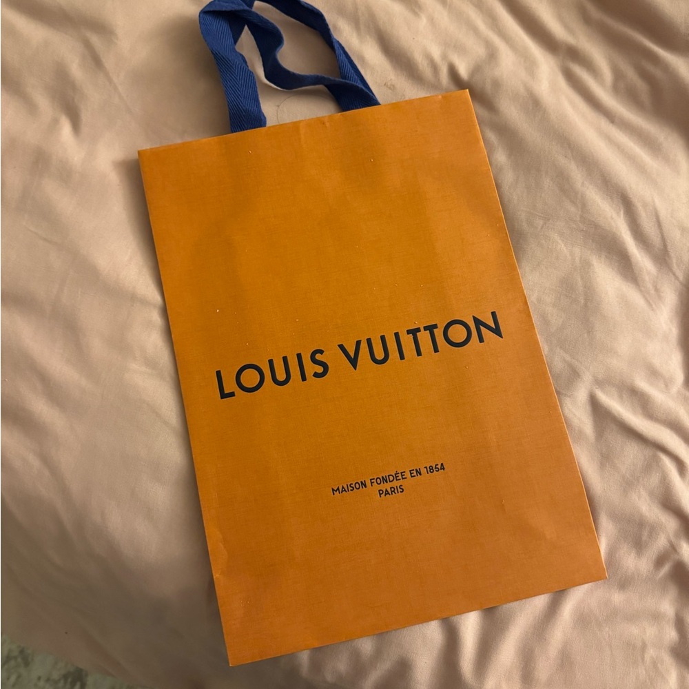 Louis Vuitton Bold Orange shopping bag with Blue Handles